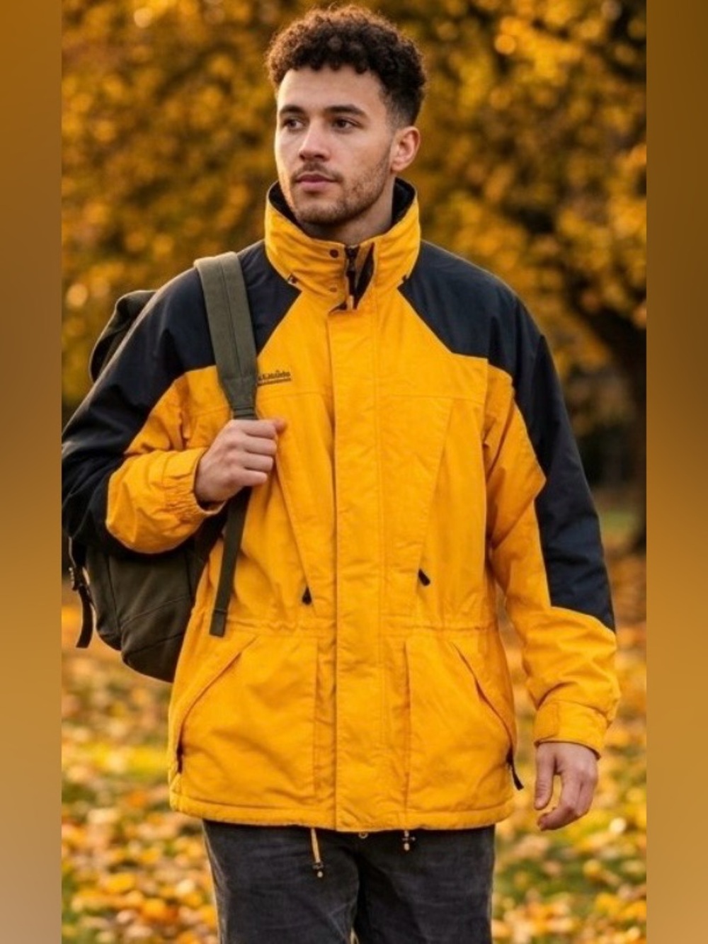 Men's Yellow and Black Insulated Outdoor Jacket